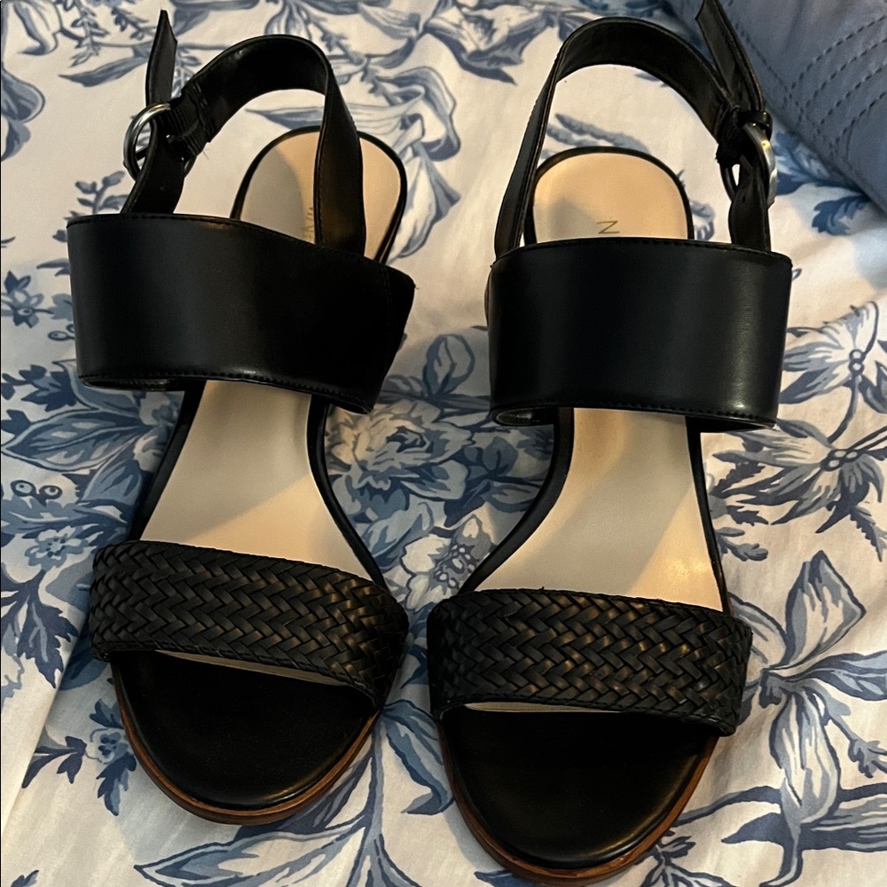 Nine West Black Woven Strap Sandals